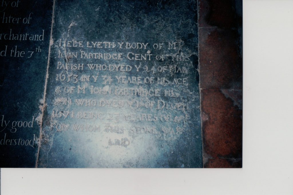 Grave Marker for John Partridge