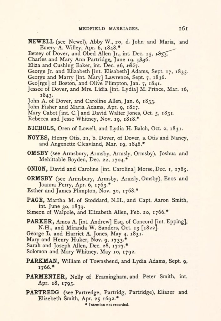Vital records of Medfield, Massachusetts, to the year 1850, p. 161