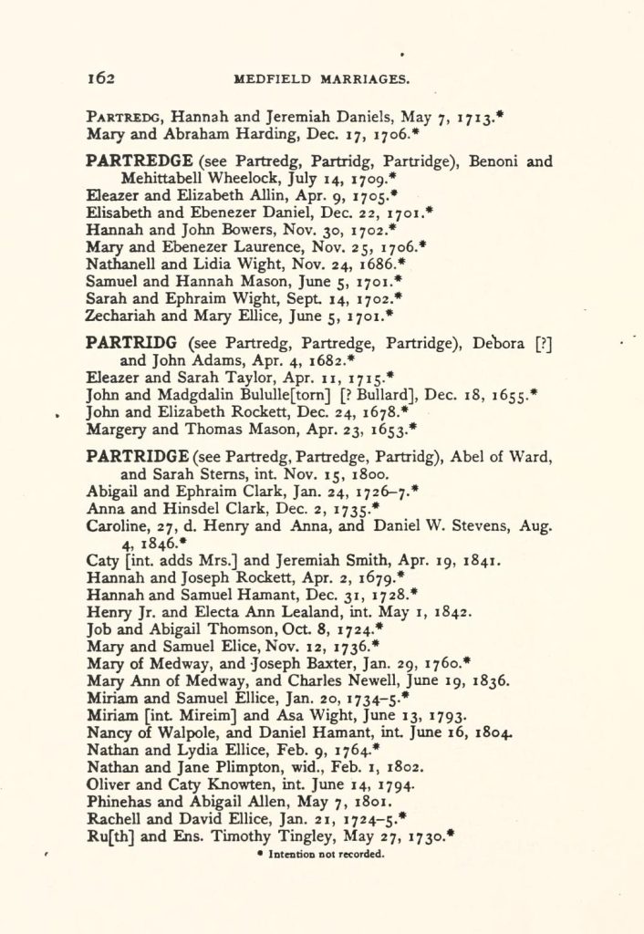 Vital records of Medfield, Massachusetts, to the year 1850, p. 162